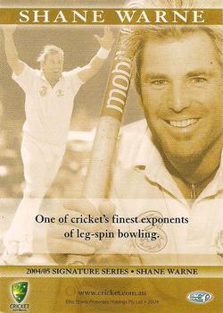 2004-05 Elite Sports Cricket Australia - Signature Series #NNO Shane Warne Back