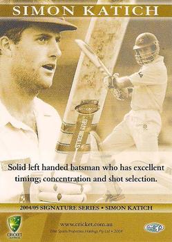 2004-05 Elite Sports Cricket Australia - Signature Series #NNO Simon Katich Back