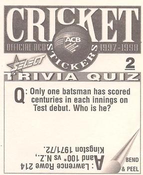 1997-98 Select Cricket Stickers #2 Mark Taylor / Steve Waugh Back