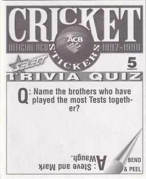 1997-98 Select Cricket Stickers #5 Michael Bevan / Michael Slater Back