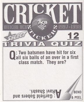 1997-98 Select Cricket Stickers #12 Mark Taylor Back