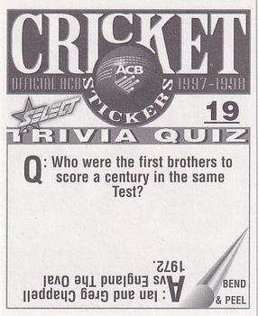 1997-98 Select Cricket Stickers #19 Ricky Ponting Back
