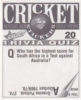 1997-98 Select Cricket Stickers #20 Michael Bevan Back