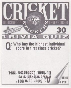 1997-98 Select Cricket Stickers #30 Brendon Julian Back