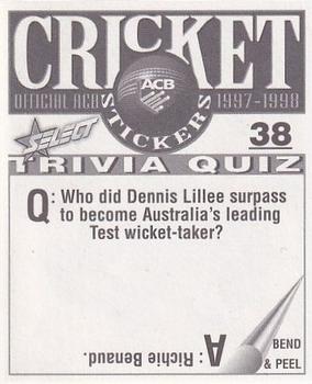 1997-98 Select Cricket Stickers #38 Daryll Cullinan Back