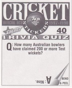 1997-98 Select Cricket Stickers #40 Brian McMillan Back
