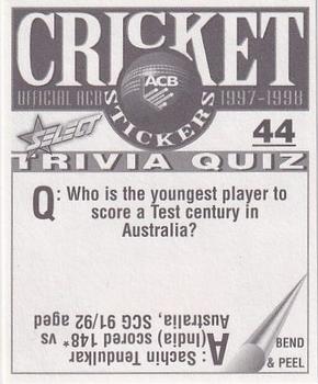 1997-98 Select Cricket Stickers #44 Lance Klusener Back
