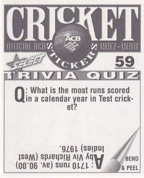 1997-98 Select Cricket Stickers #59 Daniel Vettori Back