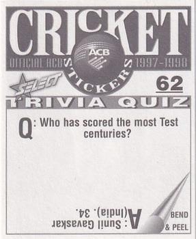1997-98 Select Cricket Stickers #62 Danny Morrison Back