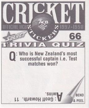 1997-98 Select Cricket Stickers #66 Greg Rowell Back