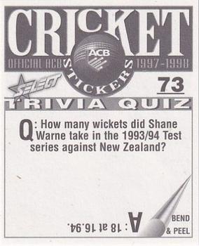 1997-98 Select Cricket Stickers #73 Paul Jackson Back
