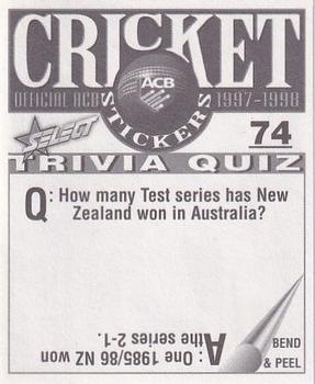 1997-98 Select Cricket Stickers #74 Michael Kasprowicz Back