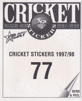 1997-98 Select Cricket Stickers #77 Western Warriors Logo Back