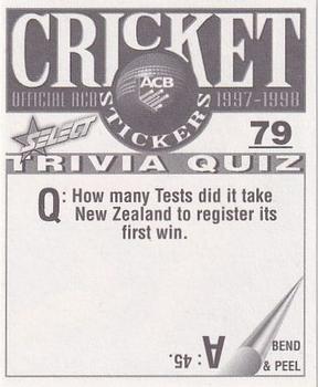 1997-98 Select Cricket Stickers #79 Ryan Campbell Back