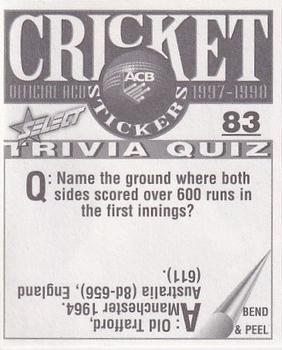 1997-98 Select Cricket Stickers #83 Brad Hogg Back