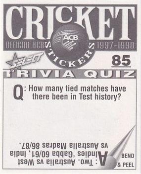 1997-98 Select Cricket Stickers #85 Jamie Stewart Back