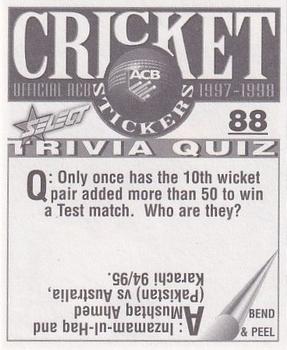 1997-98 Select Cricket Stickers #88 Simon Katich Back