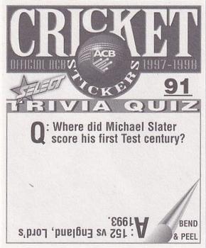 1997-98 Select Cricket Stickers #91 Rodney Davison Back