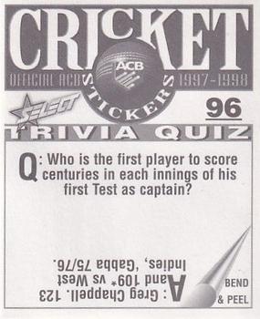1997-98 Select Cricket Stickers #96 Greg Matthews Back