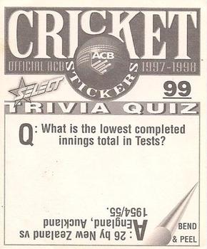 1997-98 Select Cricket Stickers #99 Brad McNamara Back