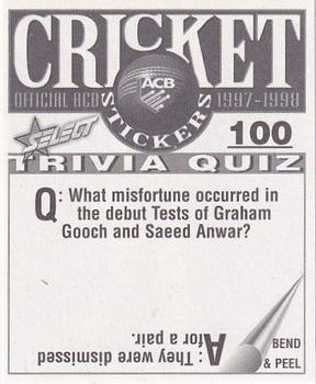 1997-98 Select Cricket Stickers #100 Stuart MacGill Back