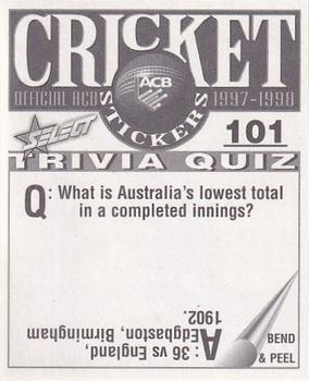 1997-98 Select Cricket Stickers #101 Anthony Stuart Back