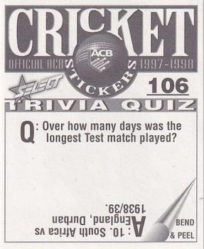 1997-98 Select Cricket Stickers #106 Michael Di Venuto Back