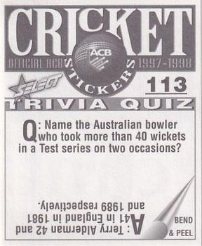 1997-98 Select Cricket Stickers #113 Joshua Marquet Back