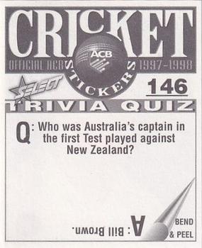 1997-98 Select Cricket Stickers #146 Simon Dart Back