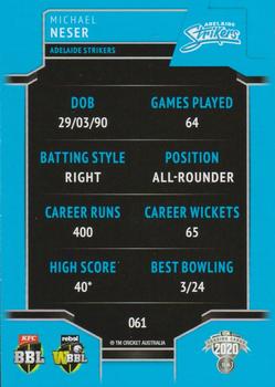 2020-21 TLA Cricket Traders #061 Michael Neser Back