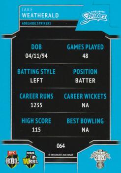 2020-21 TLA Cricket Traders #064 Jake Weatherald Back