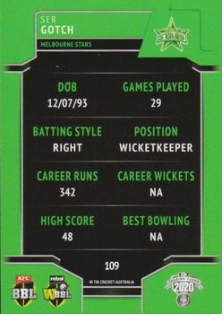 2020-21 TLA Cricket Traders #109 Seb Gotch Back