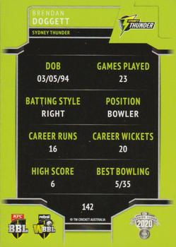 2020-21 TLA Cricket Traders #142 Brendan Doggett Back