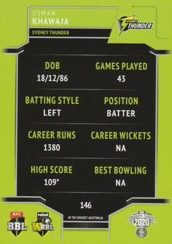 2020-21 TLA Cricket Traders #146 Usman Khawaja Back