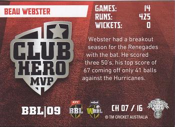 2020-21 TLA Cricket Traders - Club Heroes #CH 07 Beau Webster Back