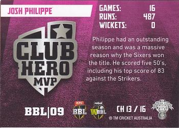 2020-21 TLA Cricket Traders - Club Heroes #CH 13 Josh Philippe Back