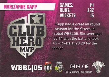 2020-21 TLA Cricket Traders - Club Heroes #CH 14 Marizanne Kapp Back