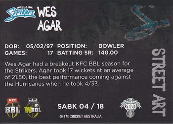 2020-21 TLA Cricket Traders - Street Art Black #SABK 04 Wes Agar Back