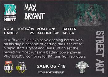 2020-21 TLA Cricket Traders - Street Art Black #SABK 06 Max Bryant Back