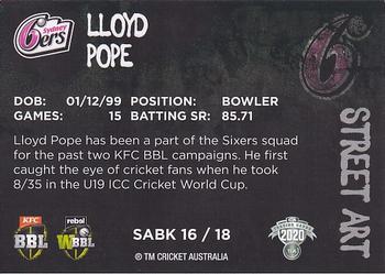 2020-21 TLA Cricket Traders - Street Art Black #SABK 16 Lloyd Pope Back