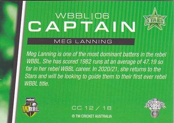2020-21 TLA Cricket Traders - Captains #CC 12 Meg Lanning Back
