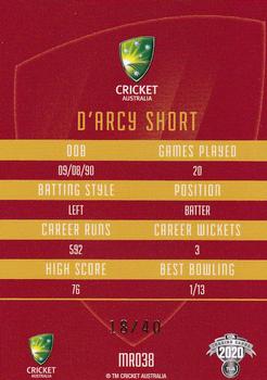 2020-21 TLA Cricket Traders - Mojo Ruby #MR038 D'Arcy Short Back