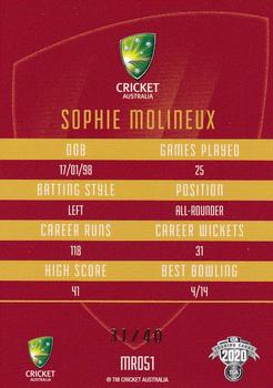 2020-21 TLA Cricket Traders - Mojo Ruby #MR051 Sophie Molineux Back