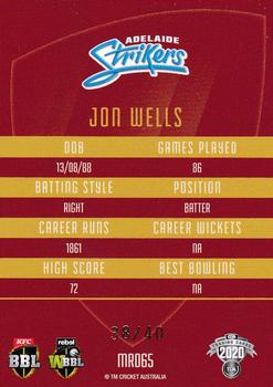 2020-21 TLA Cricket Traders - Mojo Ruby #MR065 Jon Wells Back
