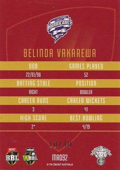 2020-21 TLA Cricket Traders - Mojo Ruby #MR092 Belinda Vakarewa Back