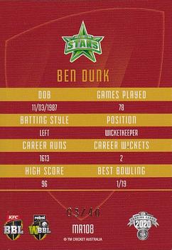 2020-21 TLA Cricket Traders - Mojo Ruby #MR108 Ben Dunk Back