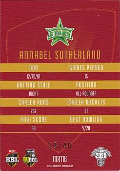 2020-21 TLA Cricket Traders - Mojo Ruby #MR116 Annabel Sutherland Back