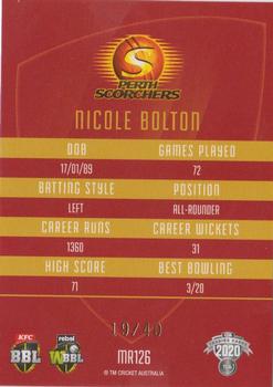 2020-21 TLA Cricket Traders - Mojo Ruby #MR126 Nicole Bolton Back