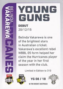 2020-21 TLA Cricket Traders - Young Guns White #YG 08 Belinda Vakarewa Back