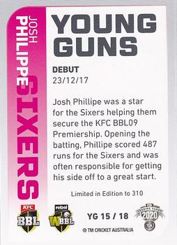 2020-21 TLA Cricket Traders - Young Guns White #YG 15 Josh Philippe Back